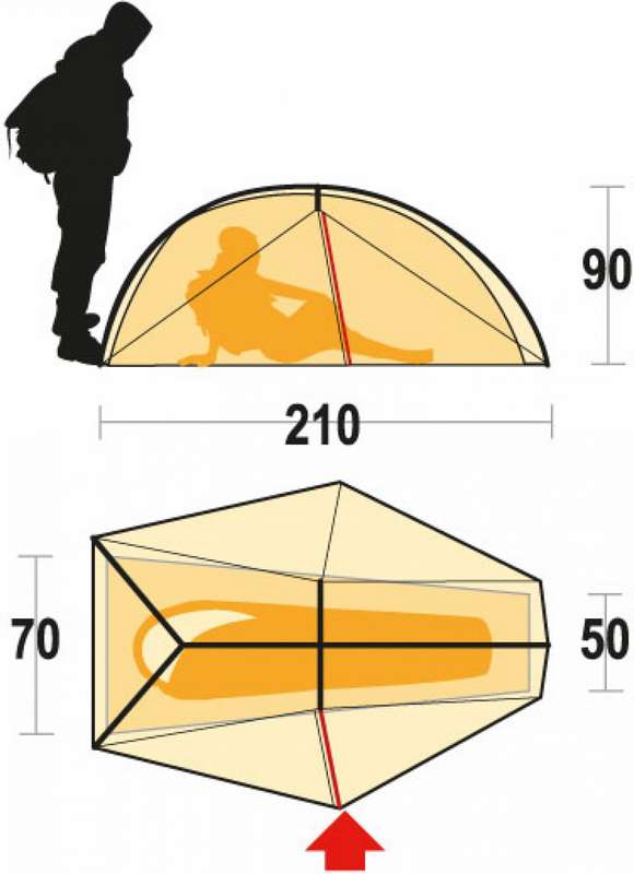 Dimensions de la tente d&ocirc;me de bivouac Nemesi 1 Ferrino